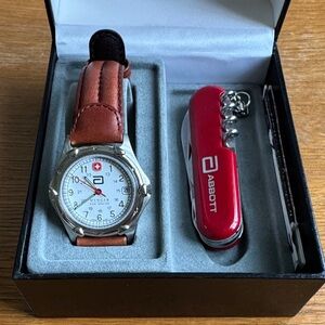 Wenger SAK design white dial Swiss military watch & vintage pocket knife